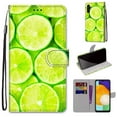 thumbnail image 1 of For Samsung A54 Case 5G , Mantto PU Leather Phone Case With Hand Rope Strap Cute Painted Flip Card Wallet Slots Case,Kickstand Phone Skin For Samsung Galaxy A54 5G, Green Lemon, 1 of 8