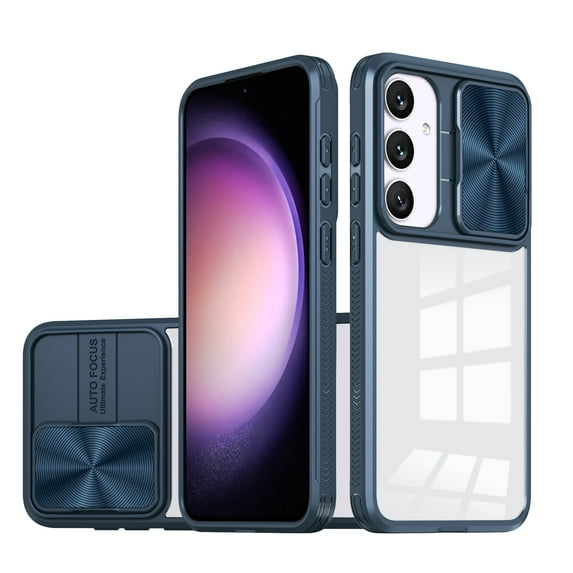 for Samsung A55 Case, Shockproof Rugged Samsung Galaxy A55 Phone Case, with Sliding Camera Cover, Drop Protection Crystal Clear Back Case Clear for Galaxy A55, Navyblue