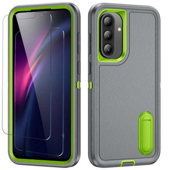 For Samsung A56 Case Military Grade Dual Layer Shockproof Phone Cover Build With Kickstand Dustproof Drop Proof Protective Case for Galaxy A56 6.7"(Gray/Green)