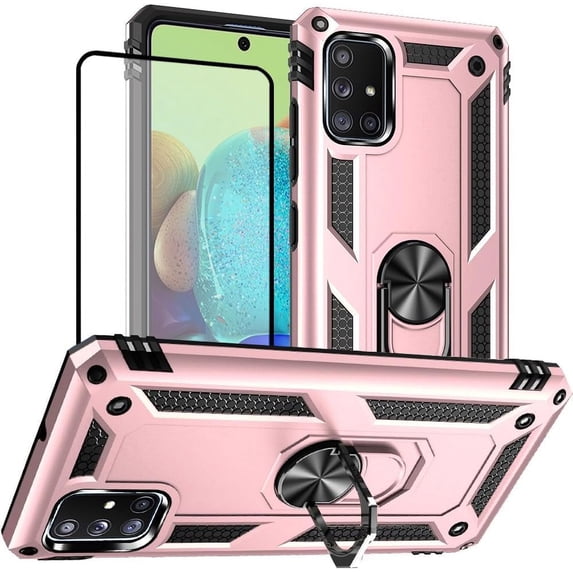 Samsung A71 5G Case, A71 5G Phone Case with Screen Protector, Military Grade Protective Cases with Ring for Samsung Galaxy A71 5G (Rose Gold)