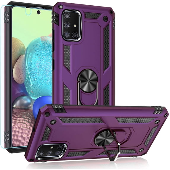 Samsung A71 5G Case,Galaxy A71 5G Case, Military Grade Heavy Duty Protection Phone Case Cover with HD Screen Protector Magnetic Ring Kickstand for Samsung Galaxy A71 5G (Purple)
