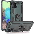 thumbnail image 1 of Samsung A71 5G Case,  Grade Heavy Duty Protection Phone Case Cover with HD Screen Protector  Ring Kickstand for Samsung Galaxy A71 5G (Dark Green  Case), 1 of 13
