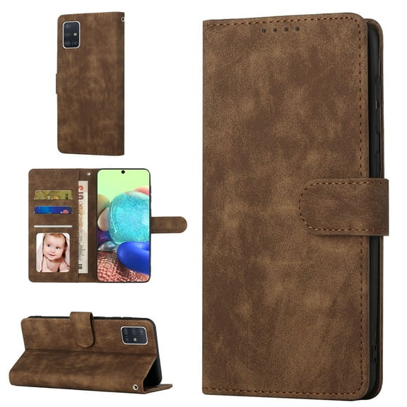 Samsung A71 Wallet Case 5G, Luxury RFID Blocking Card Holder Slot, Stand Premium PU Leather & Soft TPU Back Shockproof Flip Folio Book Magnetic Cover For Samsung Galaxy A71 5G,Brown