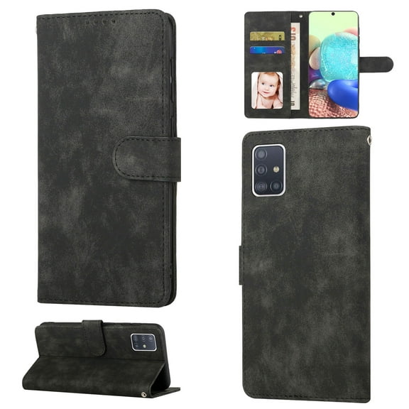 Samsung A71 Wallet Case 5G, RFID Blocking Card Holder Slot, Premium Faux Leather Shockproof Magnetic Closure TPU Case Flip Cover with Kickstand For Samsung Galaxy A71 5G,Black