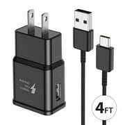 For Samsung Adaptive Fast Charging Wall Charger and 4-Feet USB Type C Cable Kit Bundle Compatible with Samsung Galaxy S20/S10/S10+/S9/S9+/S8/S8+ Note 8/Note 9 & Other Smartphones