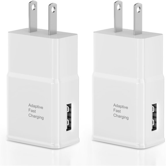 Adaptive Fast Charging USB Wall Charger Adapter for Samsung Galaxy S25 Ultra/S25/S25+/s24 S7 S8 S9 / Edge/Plus/Active, Note 5 8, 9, Quick Charge, Android Phone Travel Plug -2 Pack(White)