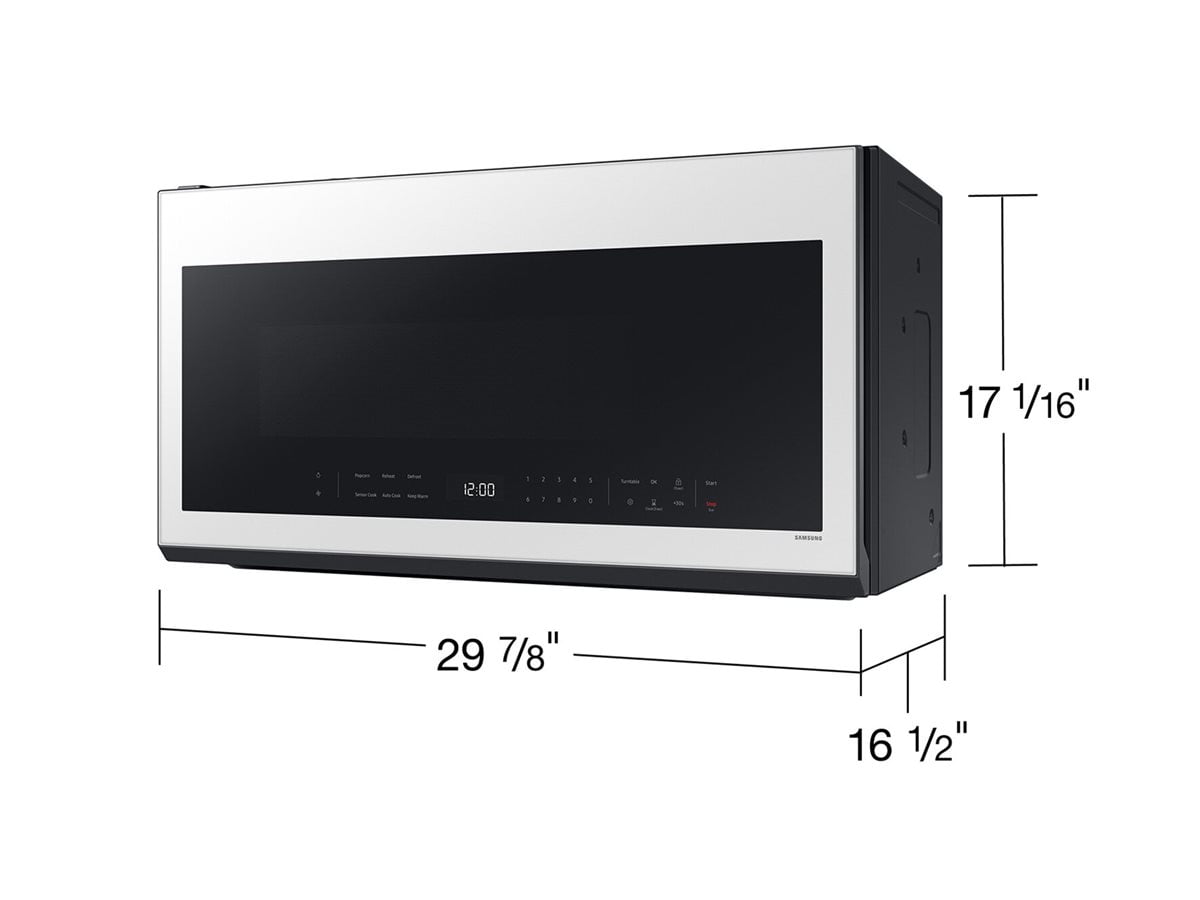 Samsung BESPOKE ME21DB630012AA - Microwave oven - over-range - 2.1 cu. ft - 1000 W - white glass with built-in exhaust system