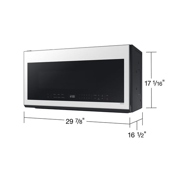 Samsung BESPOKE ME21DB630012AA - Microwave oven - over-range - 2.1 cu. ft - 1000 W - white glass with built-in exhaust system