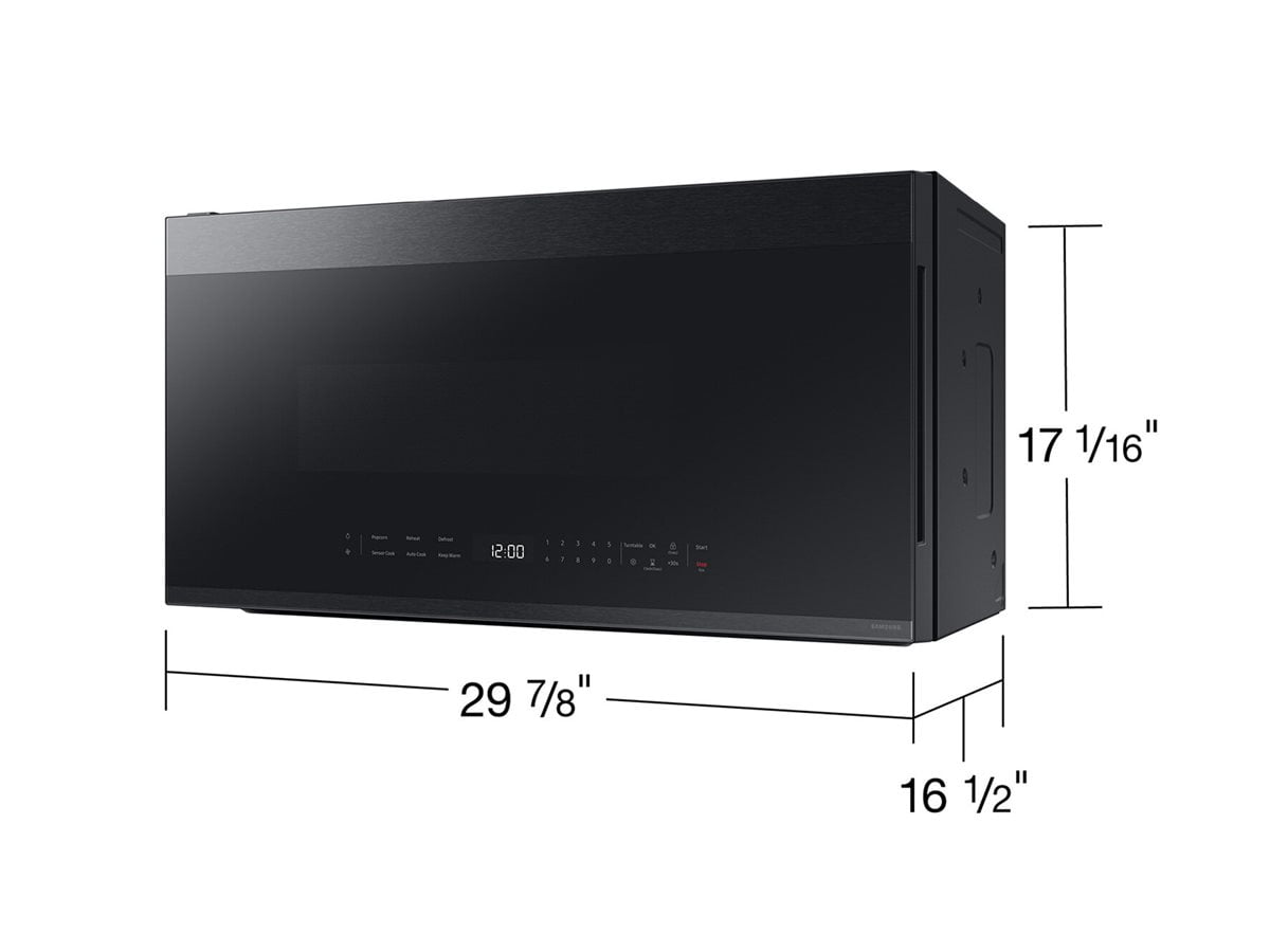 Samsung BESPOKE ME21DG6500MTAA - Microwave oven - over-range - 2.1 cu. ft - 1000 W - matte black steel with built-in exhaust system