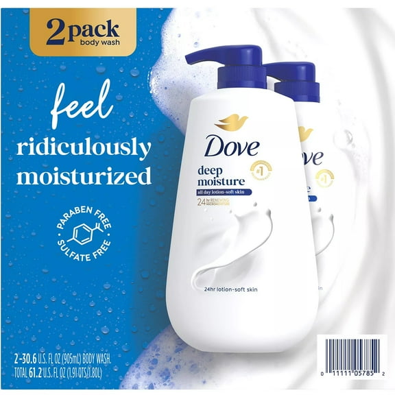 Dove Deep Moisture Body Wash with Pump, 30 Fluid Ounce (Pack of 2)
