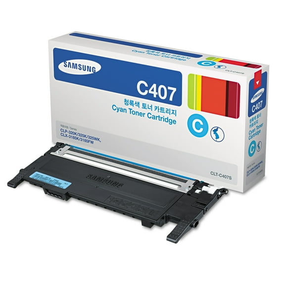 Samsung CLT-C407S (SU001A) Toner, 1000 Page-Yield, Cyan