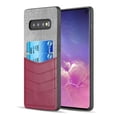 thumbnail image 1 of Samsung CSSAMS10-CANV-GYBU 2 Tone Texture Coated Canvas TPU Case with Card Slot for Galaxy S10, Grey & Burgundy, 1 of 15