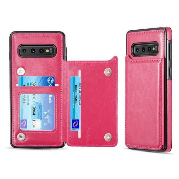 Samsung CSSAMS10L-SMF-HP Smartflip Business Slim Leather Case with Trio Card & ID Slots for Galaxy S10 Plus - Hot Pink