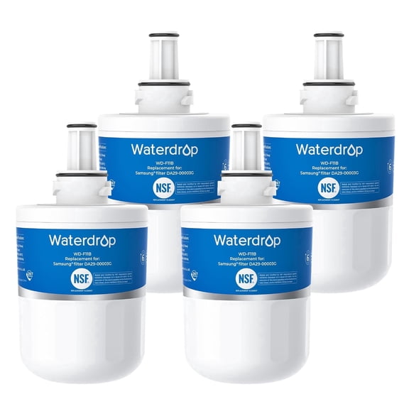Waterdrop WD-F11B Refrigerator Water Filter, Replacement for Samsung DA29-00003G, DA29-00003B, DA29-00003A, FMS-1, RS22HDHPNSR, RSG257AARS, 4 Filters