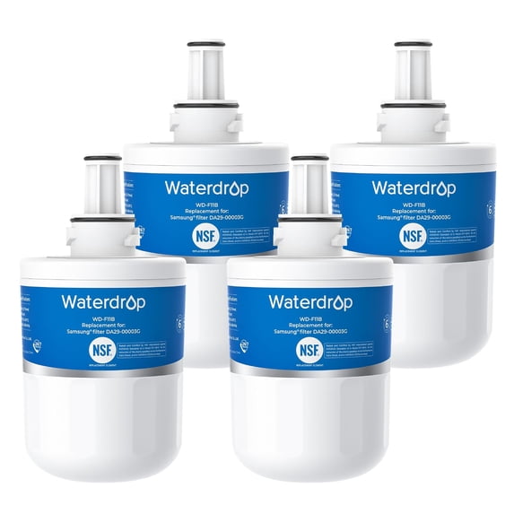 Waterdrop DA29-00003G Refrigerator Water Filter Replacement for Samsung® DA29-00003G, Aqua-Pure Plus DA29-00003B, HAFCU1, DA29-00003A, 4 Filters, Package may vary