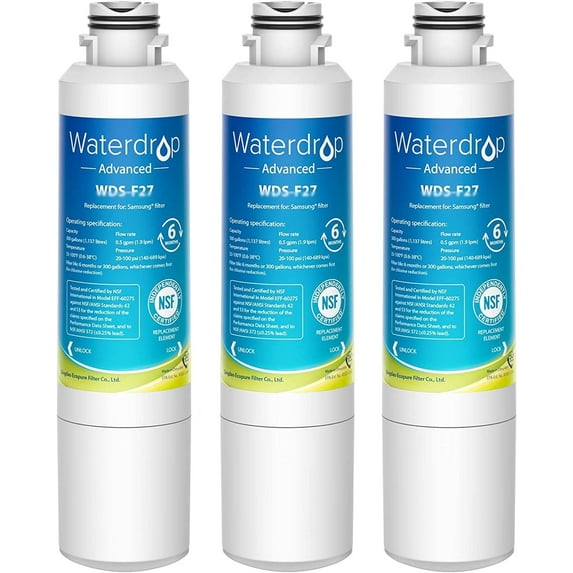 Waterdrop DA29-00020B Refrigerator Water Filter Replacement For Samsung HAF-CIN/EXP, 46-9101, NSF 53&42 Certified (Pack of 3)