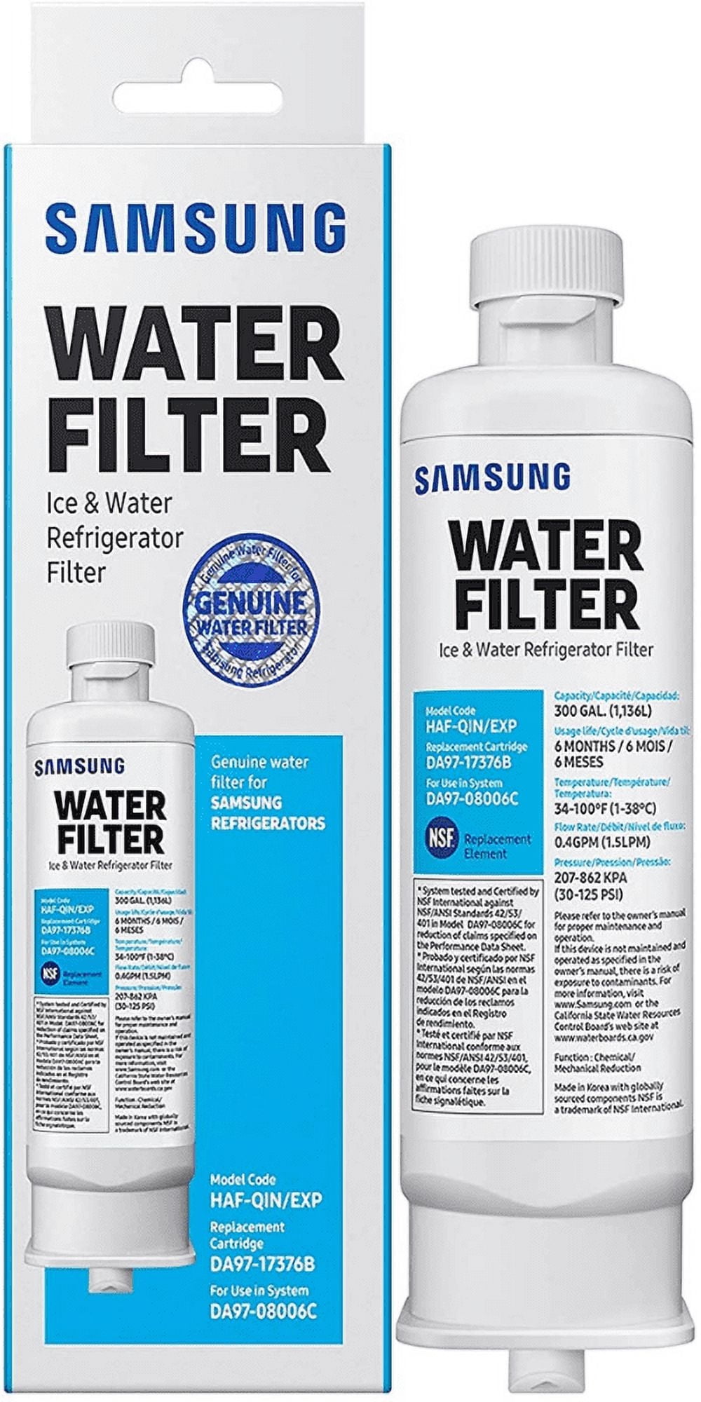 Samsung DA97-17376B HAF-QIN, Samsung DA9717376B HAF-QIN/EXP Refrigerator Water Filter RF23M8070SG, 1-Pack (Packaging May Vary)