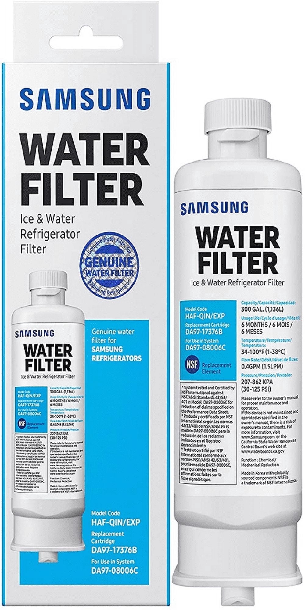 Samsung DA97-17376B HAF-QIN, Samsung DA9717376B HAF-QIN/EXP Refrigerator Water Filter RF23M8070SG, 1-Pack (Packaging May Vary)