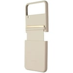 SAMSUNG Galaxy Z Flip4 Flap Leather Cover, Protective, Premium Luxury Phone Case with Slim Style Design, US Version, Peach
