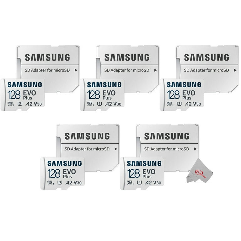 Samsung EVO Plus MicroSD 128GB, 130MBs Memory Card with Adapter - 5 Pack 