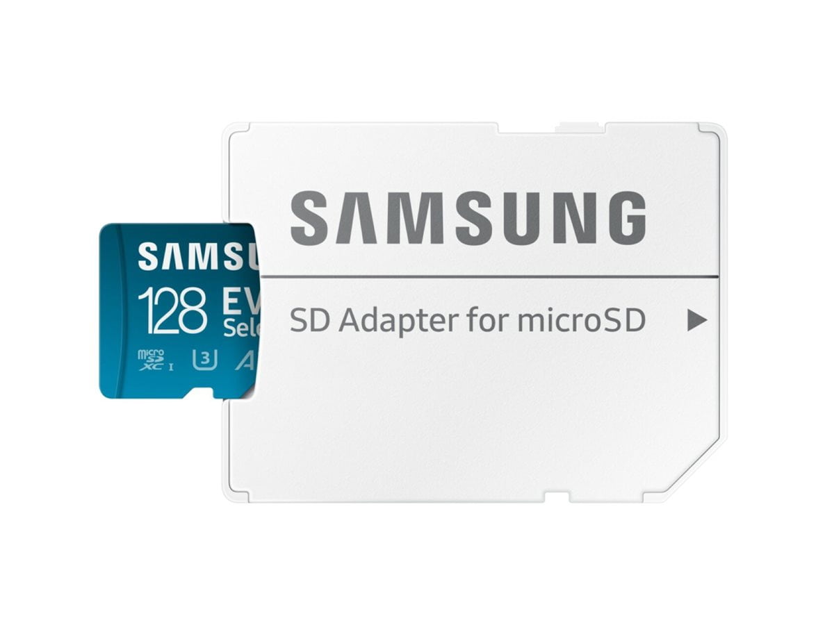 Samsung EVO Select MB-ME128SA - Flash memory card (microSDXC to SD adapter included) - 128 GB - A2 / Video Class V30 / UHS-I U3 / Class10 - microSDXC UHS-I