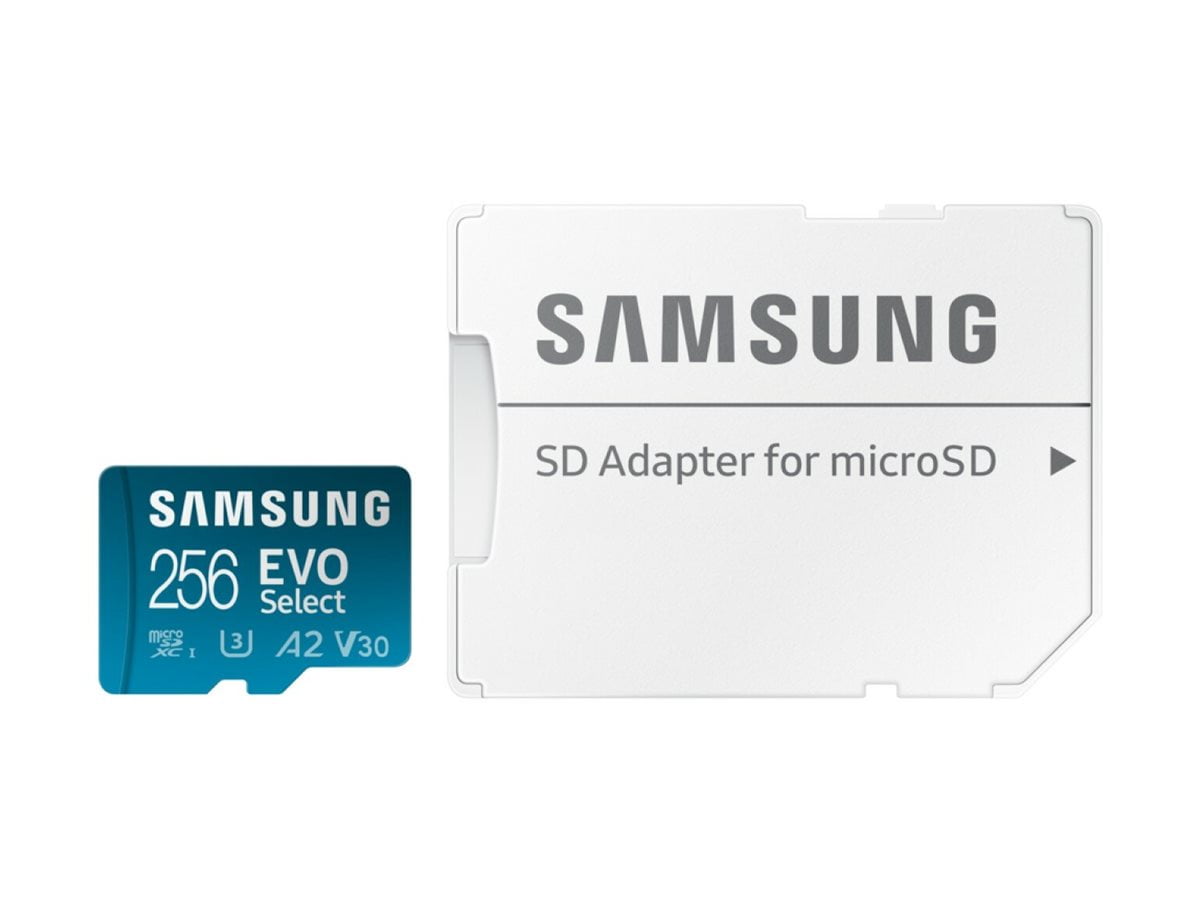Samsung EVO Select MB-ME256SA - Flash memory card (microSDXC to SD adapter included) - 256 GB - A2 / Video Class V30 / UHS-I U3 / Class10 - microSDXC UHS-I