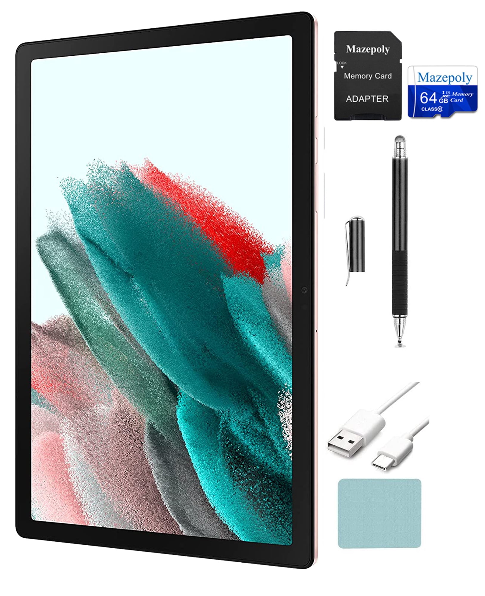 Samsung Electronics Galaxy Tab A8 Android Tablet, 10.5'' LCD Screen, 64GB Storage, Pink Gold with Mazepoly Accessories