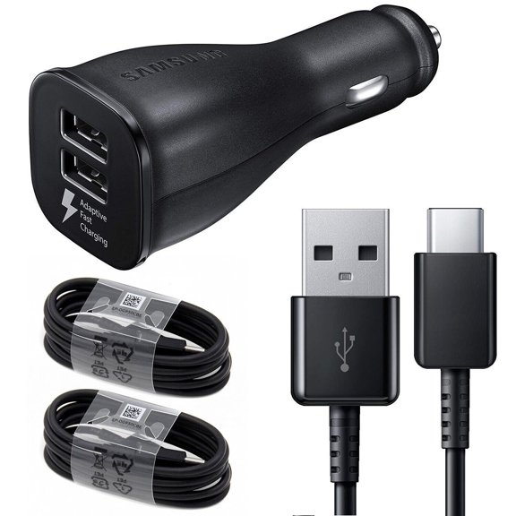 Samsung Fast USB C Dual-Port Car Charger with 2x Type C Cable 5ft for Samsung Galaxy S23/S23+/S23 Ultra/S22/S22+/S22 Ultra /S21/S21+/S20/S20+/S10/S10+/S10e/S9/S9+/S8/S8Plus/Edge/Active/Note 8/9/10/20