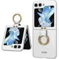 thumbnail image 1 of for Samsung Flip 5 Case with Ring Holder, Protective Cover - Small Screen Protection, Matte Finish, Comfortable Grip Phone Case for Galaxy Z Flip 5 Case, Silver, 1 of 14