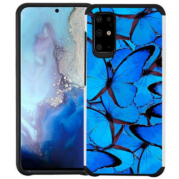 Samsung GALAXY S20 PLUS Case - Colorful Design Hybrid Armor Case Shockproof Dual Layer Protective Phone Cover - Blue Butterfly