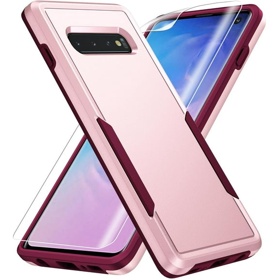 for Samsung Galax S10 Case,Galaxy S10 Case,with HD Screen Protector [ Grade Drop Tested] Heavy-Duty Tough Rugged Shockproof Protective Case for Samsung S10, Pink