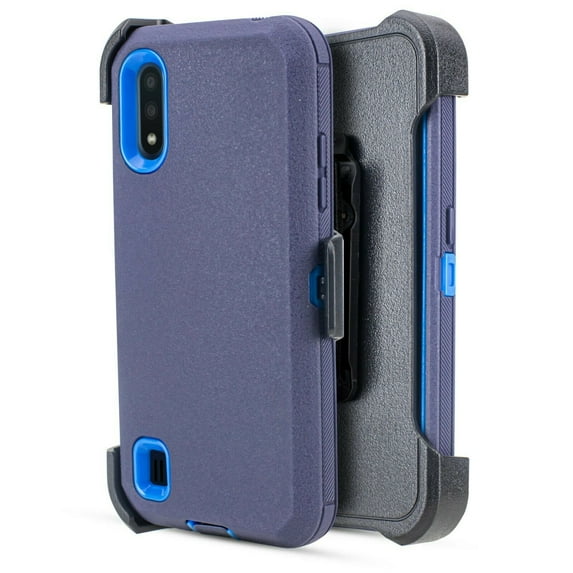 for Samsung Galaxy A01 A015 Heavy Duty Case Phone Case Layer Full-Body Rugged Clear Back Case Drop Resistant Shockproof Case with Built In Screen Protector (Blue)