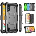 thumbnail image 1 of Samsung Galaxy A01 Case Clip Belt Holster,Takfox Shockproof Swivel Defender Heavy Duty Armor Protective Case & 2 Pcs Tempered Glass Screen Protector w/ Kickstand Rugged Cover For Galaxy A01 2020,Grey, 1 of 7
