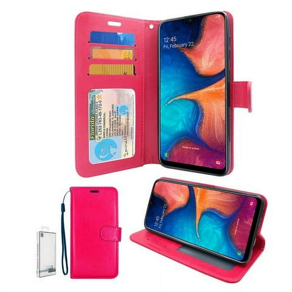 Samsung Galaxy A01 Case, Included [Tempered Glass Screen Protector], Starshop Premium Leather Wallet Pocket Credit Card Slots-Pink