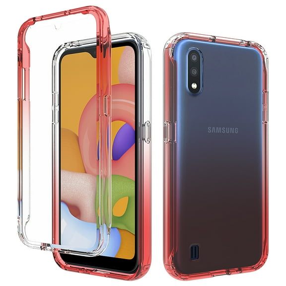 Samsung Galaxy A01 Case, KAESAR Full-Body Rugged Ultra Transparency Hybrid Protective Case With Built-in Screen Protector for Samsung Galaxy A01 (Red)