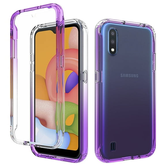 Samsung Galaxy A01 Case, KAESAR Full-Body Rugged Ultra Transparency Hybrid Protective Case With Built-in Screen Protector for Samsung Galaxy A01 (Purple)