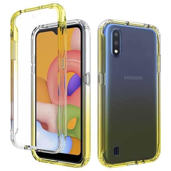 Samsung Galaxy A01 Case, KAESAR Full-Body Rugged Ultra Transparency Hybrid Protective Case With Built-in Screen Protector for Samsung Galaxy A01 (Yellow)