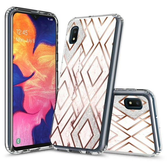 Samsung Galaxy A01 Case, KAESAR Hybrid Bling Glitter Sparkle Diamond Rhombus Marble Graphic Fashion Cute Colorful Skin Cover Shockproof Case for Samsung Galaxy A01