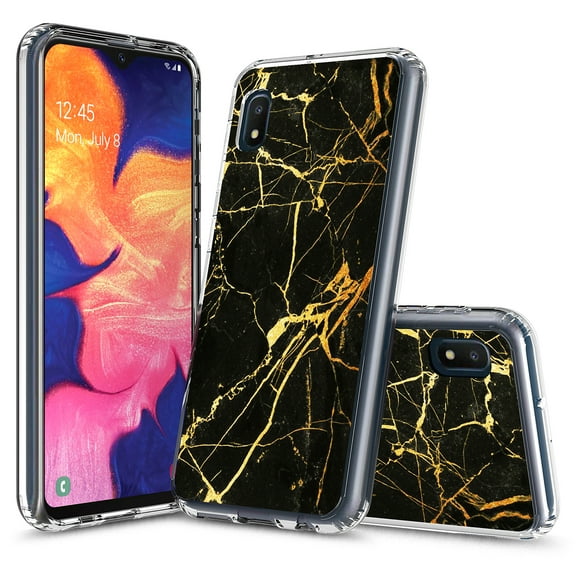 Samsung Galaxy A01 Case, KAESAR Hybrid Bling Glitter Sparkle Laser Black Marble Graphic Fashion Cute Colorful Skin Cover Shockproof Case for Samsung Galaxy A01