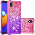 thumbnail image 1 of Samsung Galaxy A01 Core Case,Creativity Clear Gradient Quicksand Glitter Flowing Liquid Floating TPU Case Bling Diamond Sparkle Cover for Samsung Galaxy A01 Core JB Pink Mauve, 1 of 14