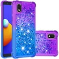 thumbnail image 1 of Samsung Galaxy A01 Core Case,Creativity Clear Gradient Quicksand Glitter Flowing Liquid Floating TPU Case Bling Diamond Sparkle Cover for Samsung Galaxy A01 Core JB Purple Navy, 1 of 7