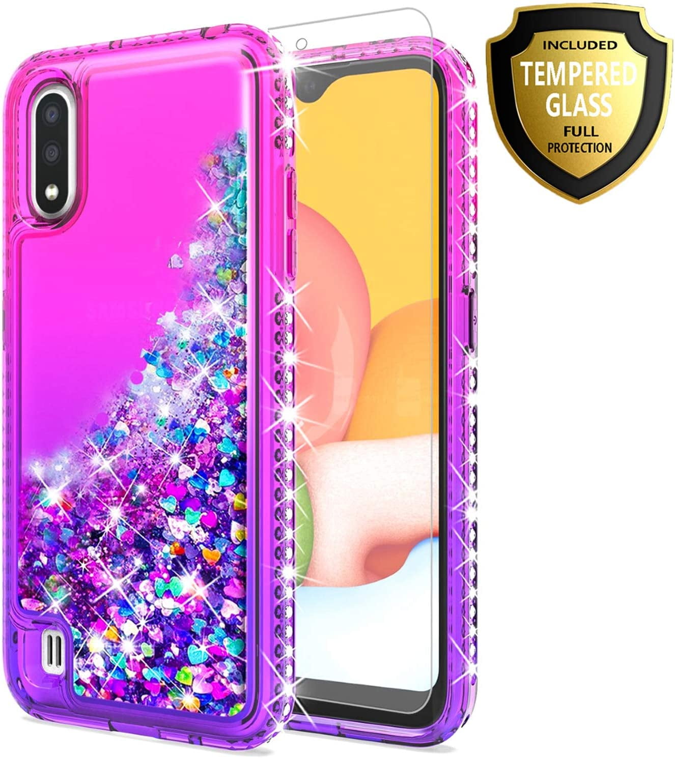 Samsung Galaxy A01 Phone Case, with [Tempered Glass Protector - Main Image