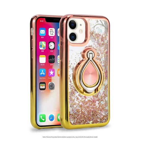 Samsung Galaxy A02 Phone Case, New Kickstand Ring Magnetic Liquid Glitter Dual Colors for Samsung Galaxy A02 Phone Case Rose Gold