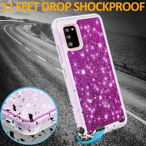 Samsung Galaxy A02S Case, Military Grade 12 Feet Drop Proof Phone Cover With Glitter Spot Diamond-Purple