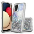 thumbnail image 1 of Samsung Galaxy A02S Case, Rosebono 3in1 Hybird Graphic Designed Gradient Quicksand Glitter Liquid Floating with Frame Bumper Protective Armor Case Samsung Galaxy A02S (White Marble), 1 of 4