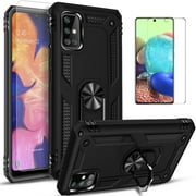 Samsung Galaxy A02S Case, With [Tempered Glass Screen Protector Included], STARSHOP Drop Protection Ring Kickstand Cover- Black
