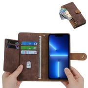 for Samsung Galaxy A03 Core Case Wallet with Card Slot Premium Soft PU Leather Zipper Flip Folio Wallet with Wrist Strap Kickstand Protective for Galaxy A03 Core Wallet Case - Brown