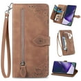 thumbnail image 1 of for Samsung Galaxy A03 Core Case for Women,Cute Wallet Case with Zipper Pocket Purse Flower Embossed PU Leather Card Slots Wrist Strap Flip Folio Protective Phone Cover for Galaxy A03 Core, Brown, 1 of 7