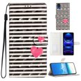 thumbnail image 1 of for Samsung Galaxy A03 Core PU Leather Flip Case, Stylish Wrist Strap Kickstand Magnetic Card Slots Pattern Shockproof Protective Durable Portable Ultra Slim Case for Men Women - Striped Heart, 1 of 7