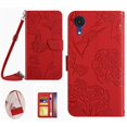 thumbnail image 1 of for Samsung Galaxy A03 Core Phone Case Wallet,Crossbody Strap Women Flip Folio Cover with Card Holders Butterfly Embossed Premium PU Leather Kickstand Wrist Strap Magnetic Closure Case,Red, 1 of 11